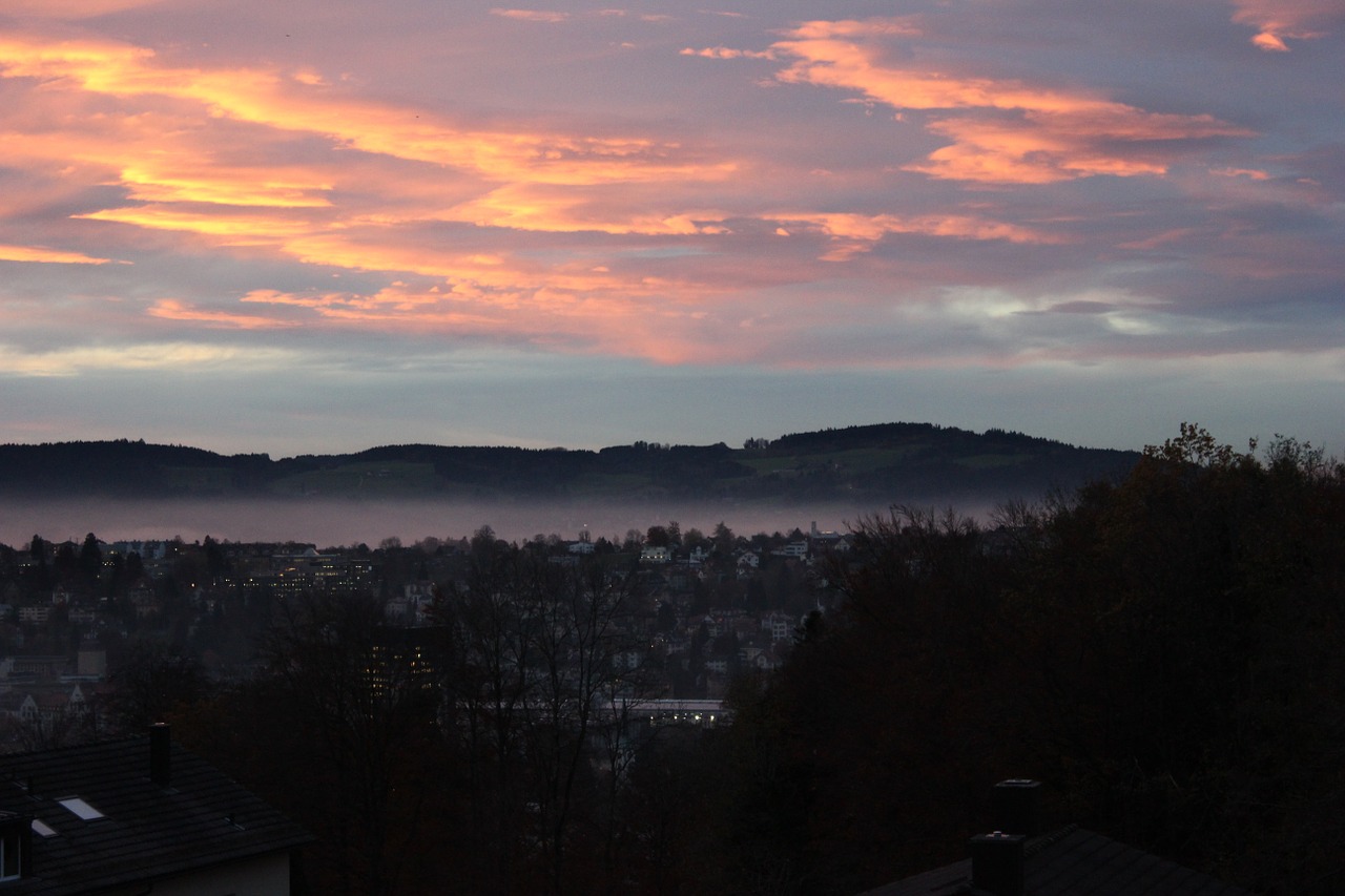 dusk fog landscape free photo