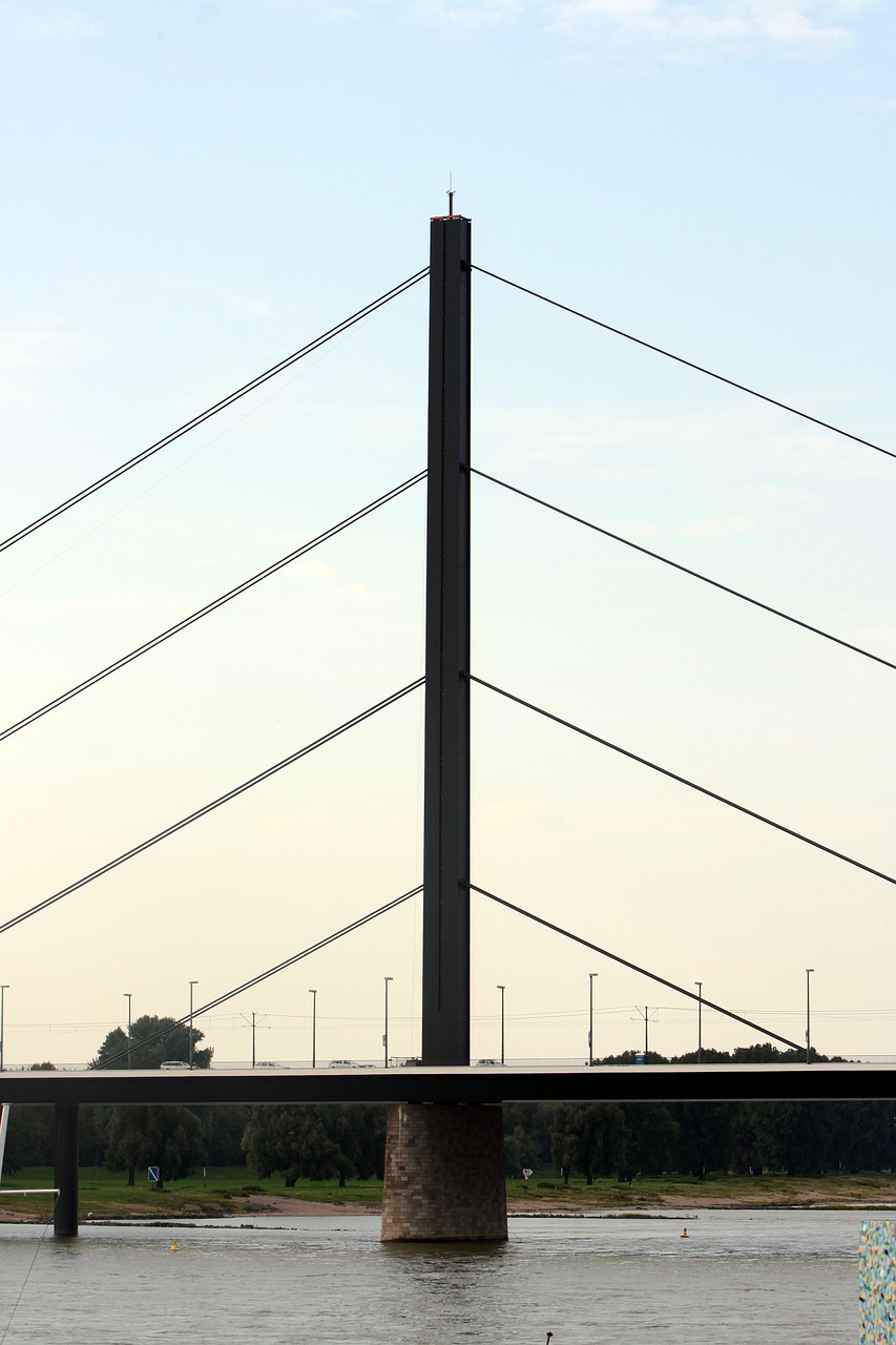 düsseldorf bridge suspension bridge free photo
