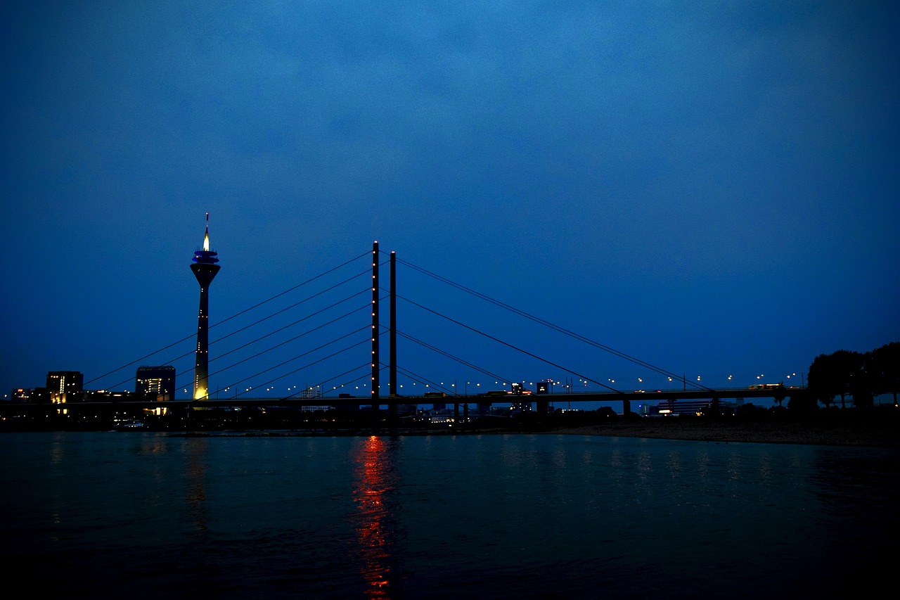 düsseldorf  night  rhine free photo