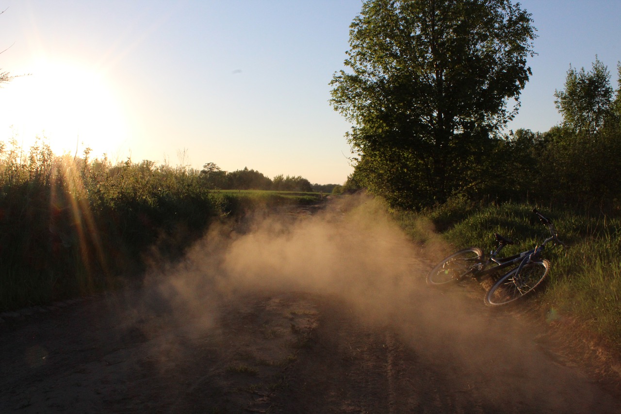 dust sunset bike sand free photo