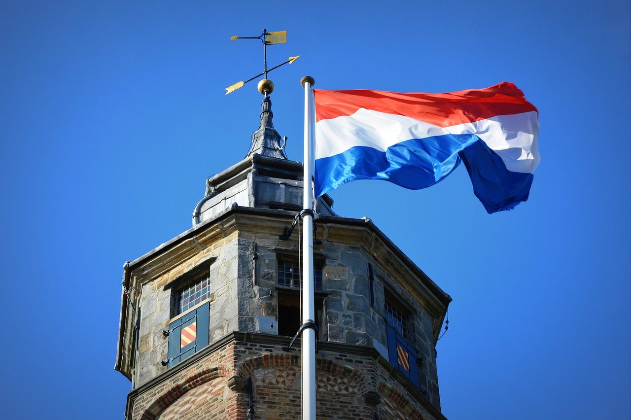 dutch flag waving flag tower free photo