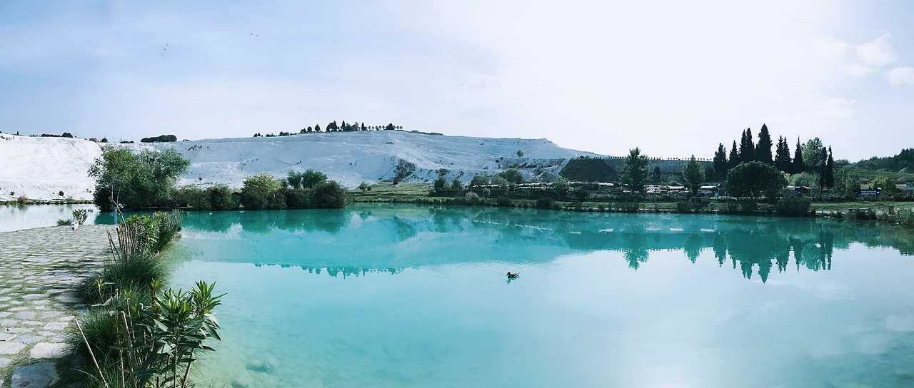early in the morning pamukkale at the foot of natural beauty free photo