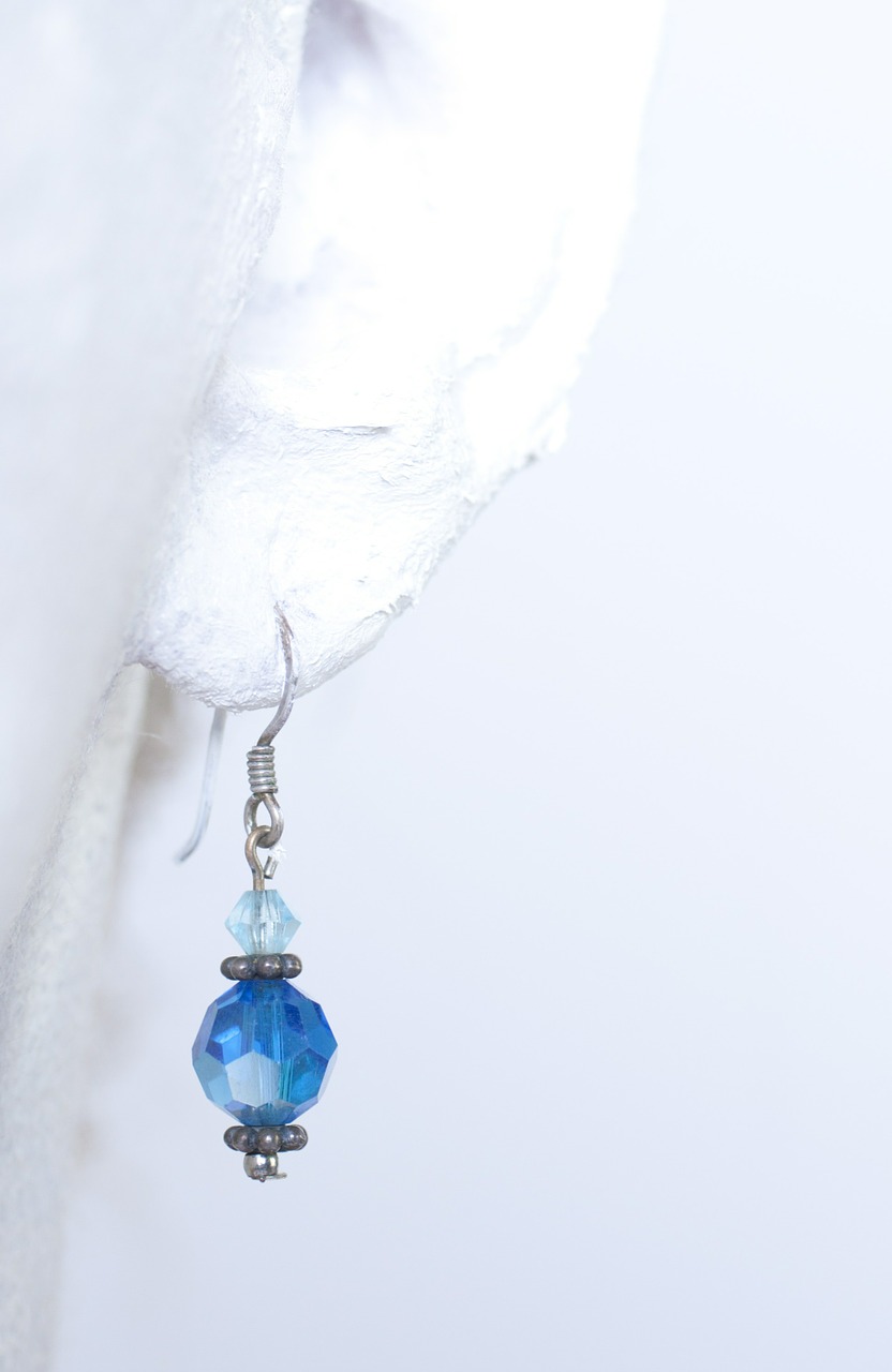 earring white blue free photo