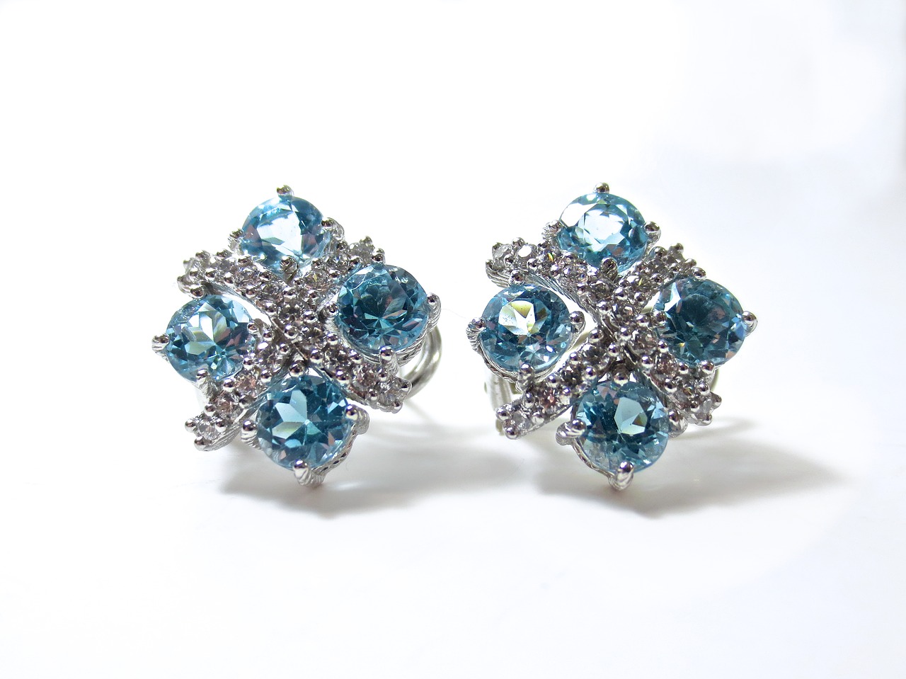 earrings diamonds blue free photo