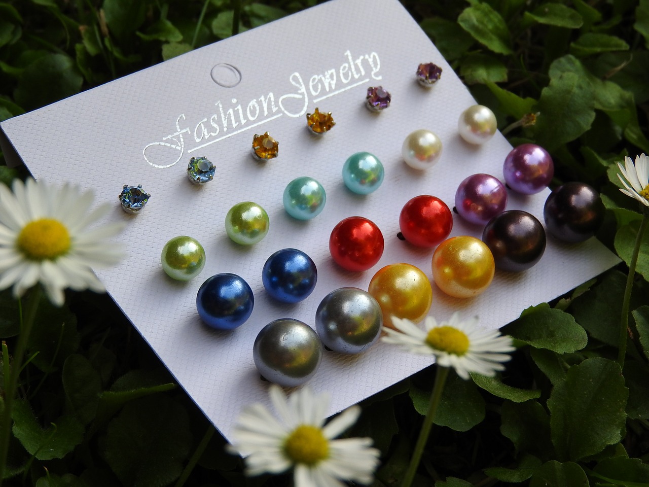 earrings pearls colors free photo