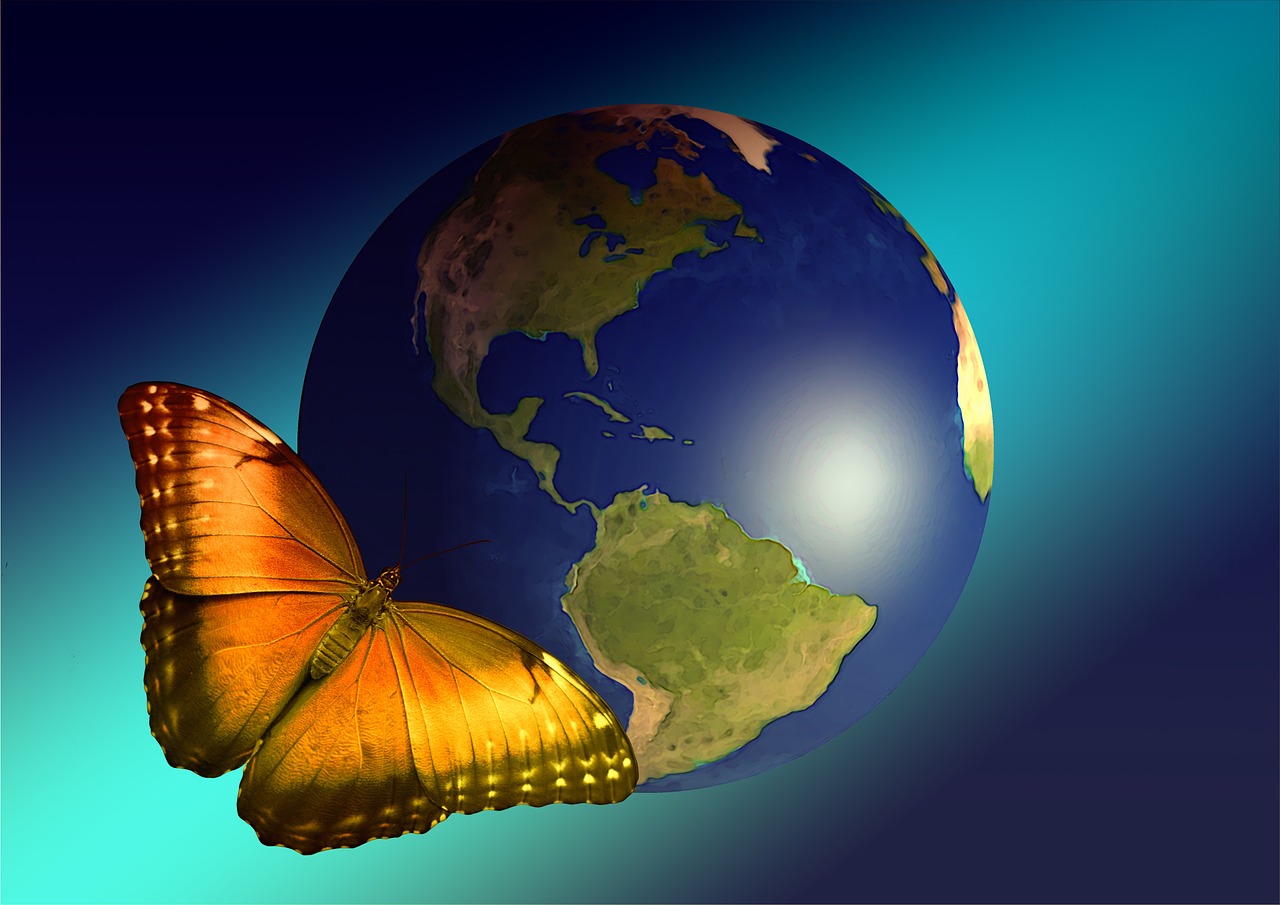 earth globe butterfly free photo