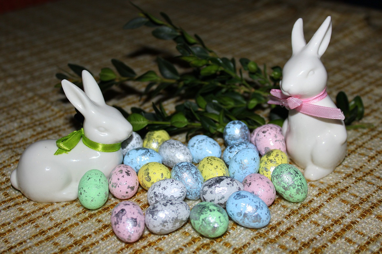 easter eggs bunnies free photo