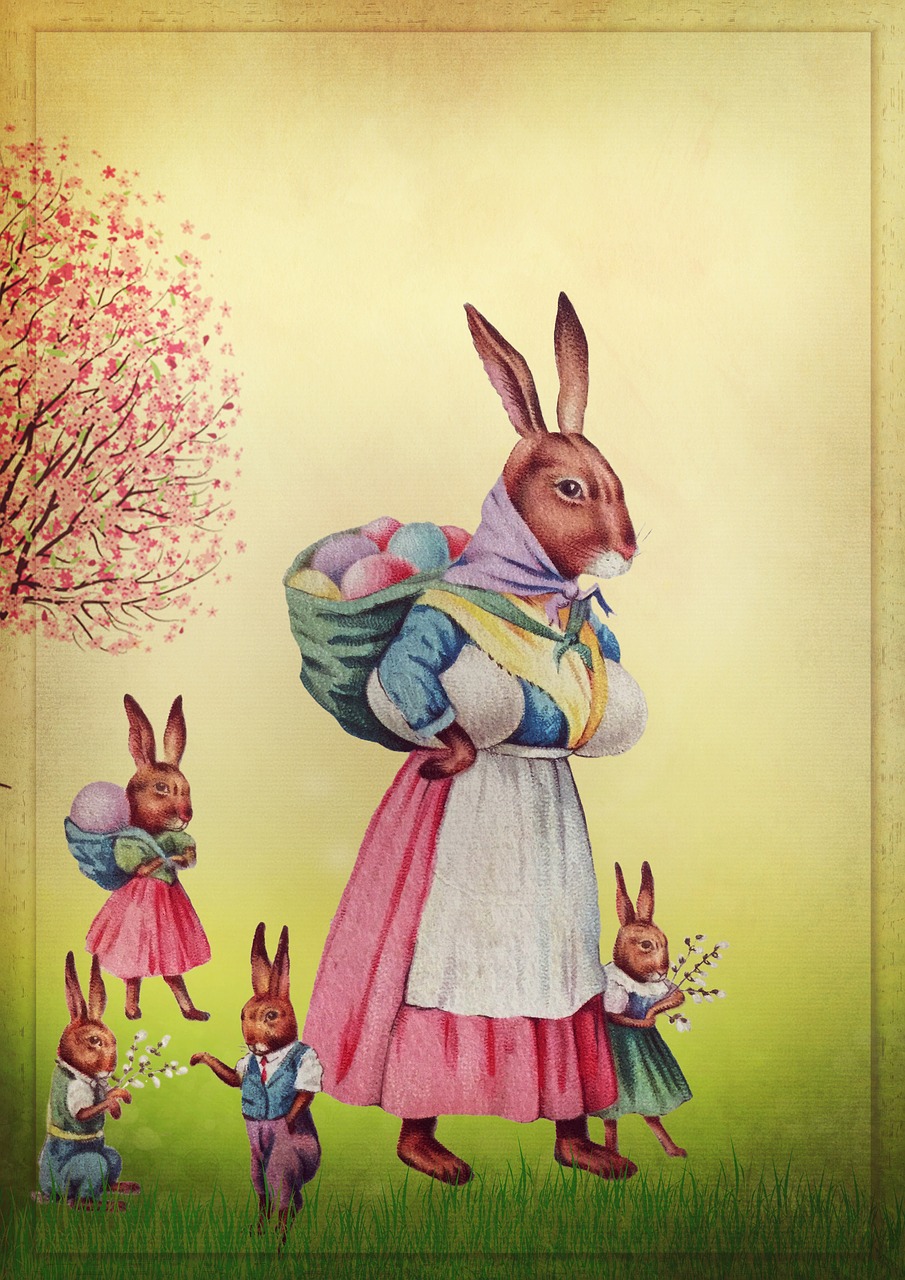 easter  vintage  easter bunny free photo