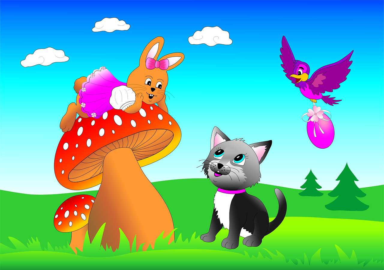 easter bunny fly agaric cat free photo