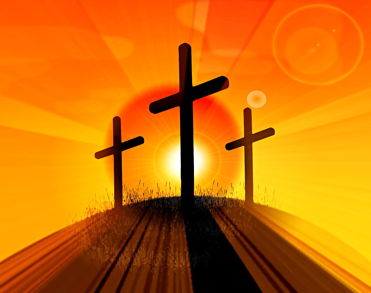 easter cross  3 crosses on hill  jesus resurrection free photo