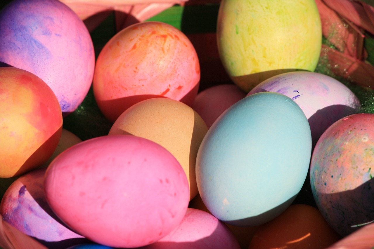 easter eggs coloured basket free photo