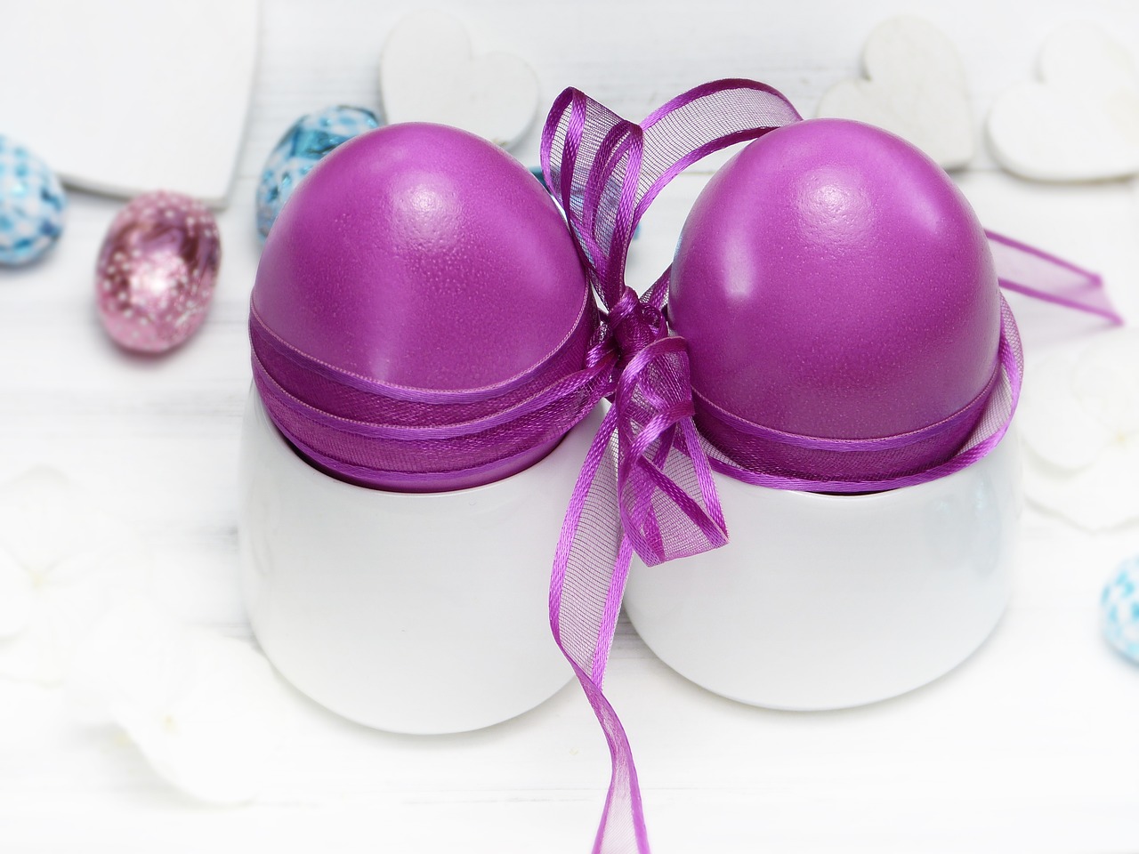 easter eggs  egg cups  loop free photo