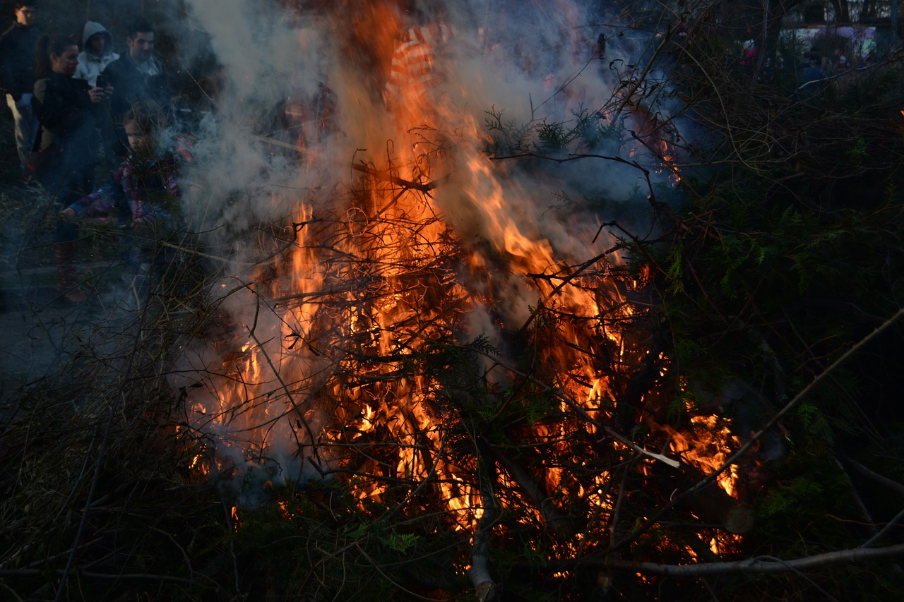 easter fire branches leaves free photo