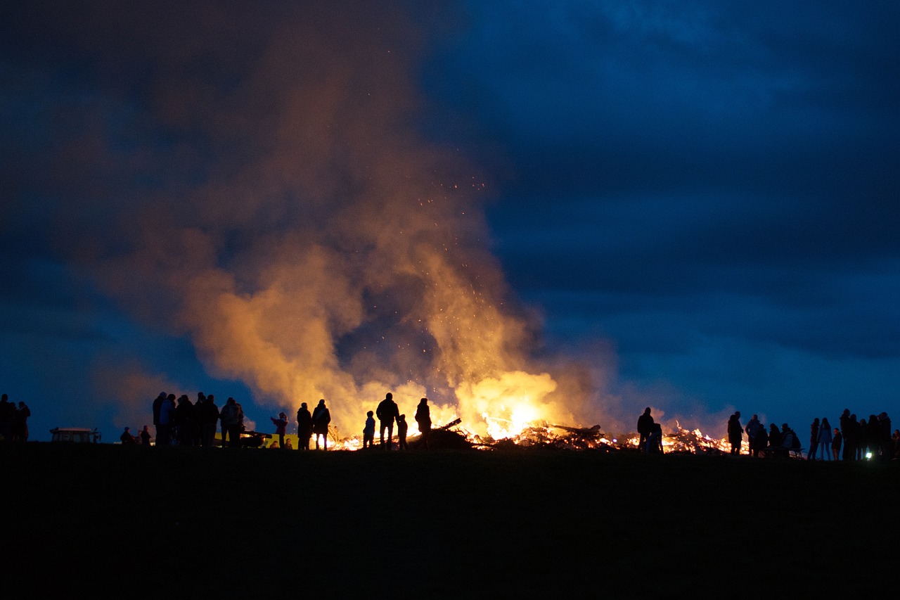 easter fire shadow play night free photo