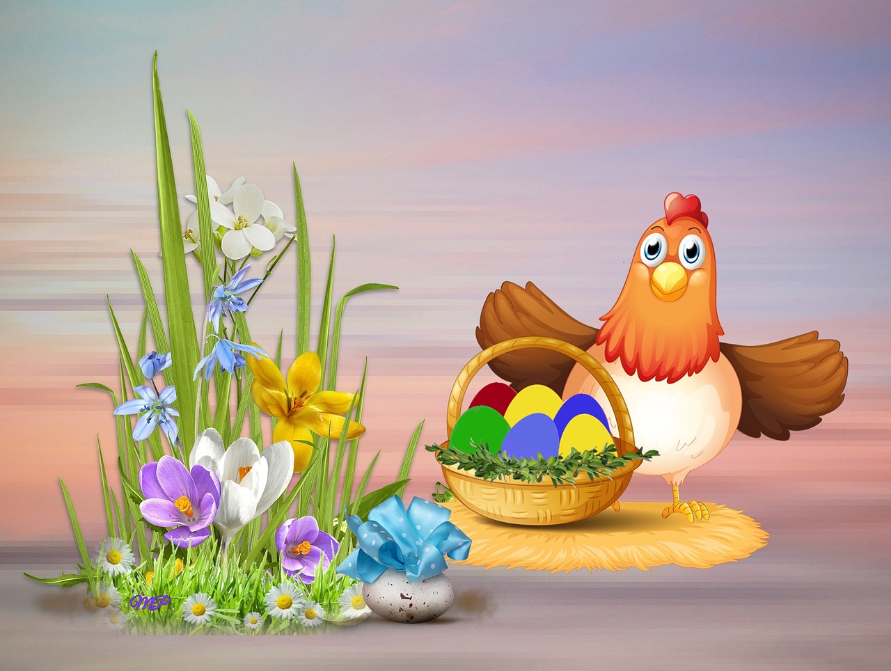 easter holidays flower basket free photo