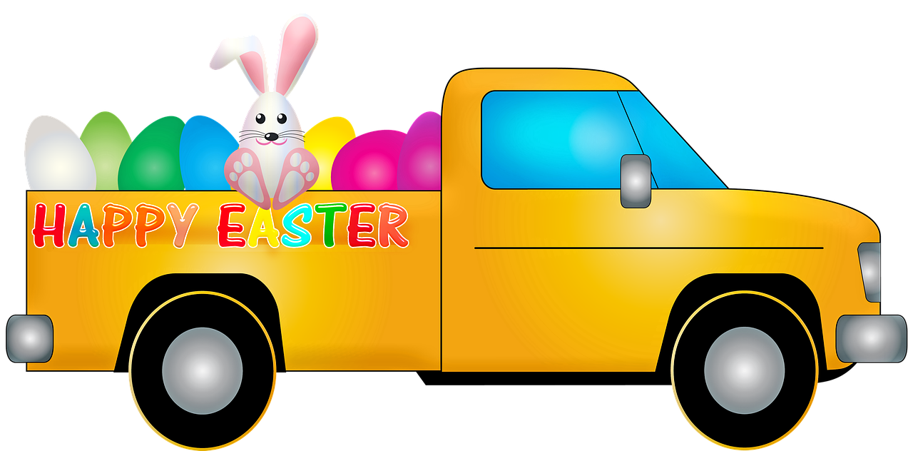 easter truck  easter  rabbit free photo