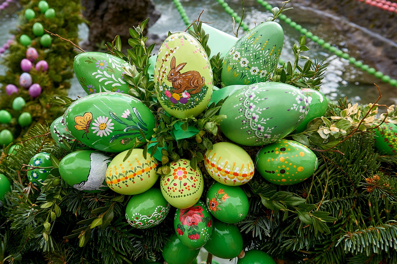 easter well  bieberbach  easter eggs free photo