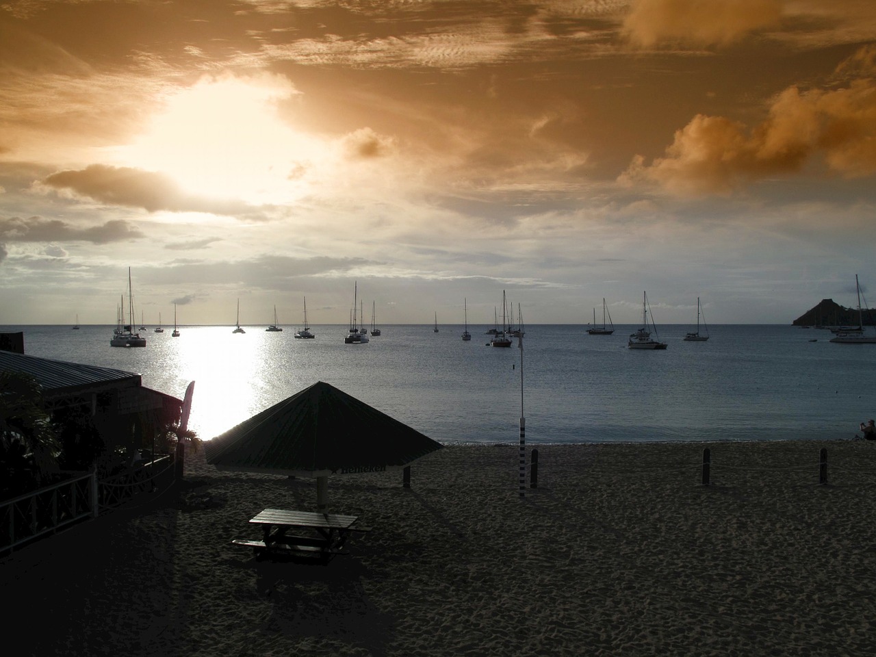 eastern caribbean sunset sea free photo