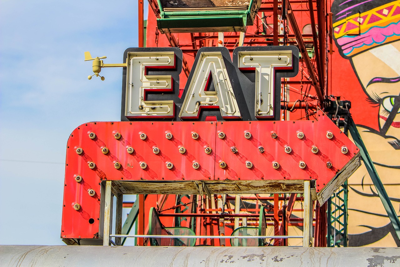 eat  sign  neon free photo