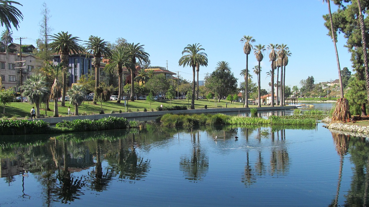 echo park los angeles lake free photo