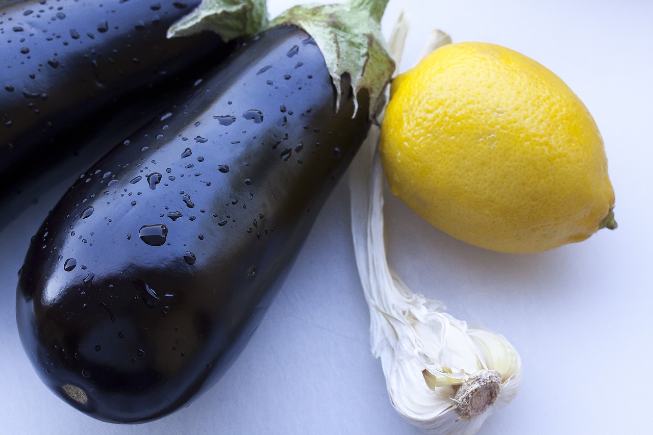 eggplant  lemon  garlic free photo