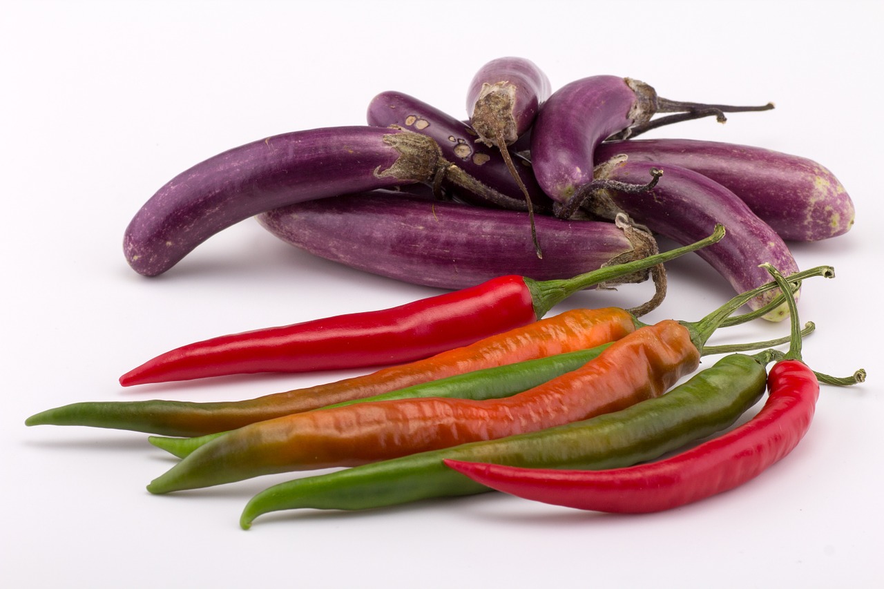 eggplant paprika chili peppers free photo
