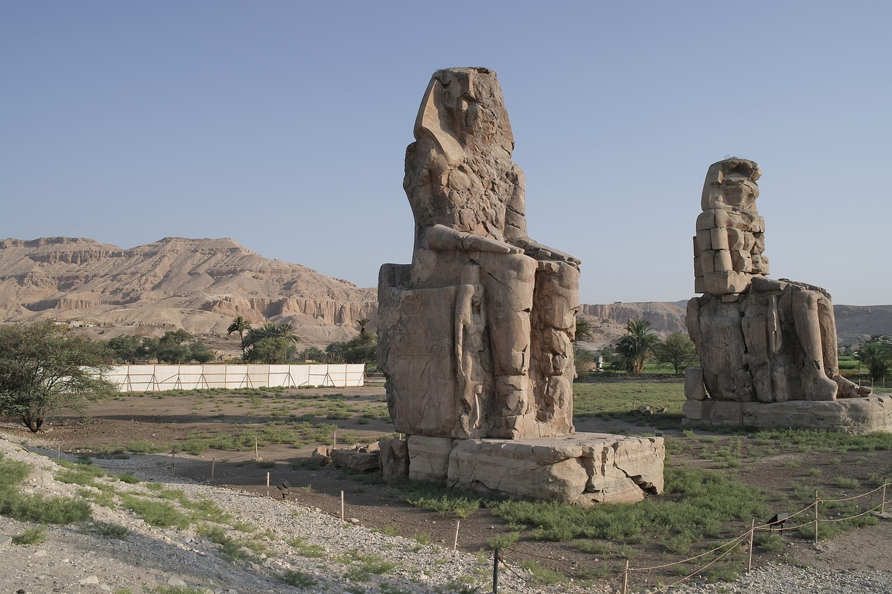 egypt colossi of memnon ancient times free photo