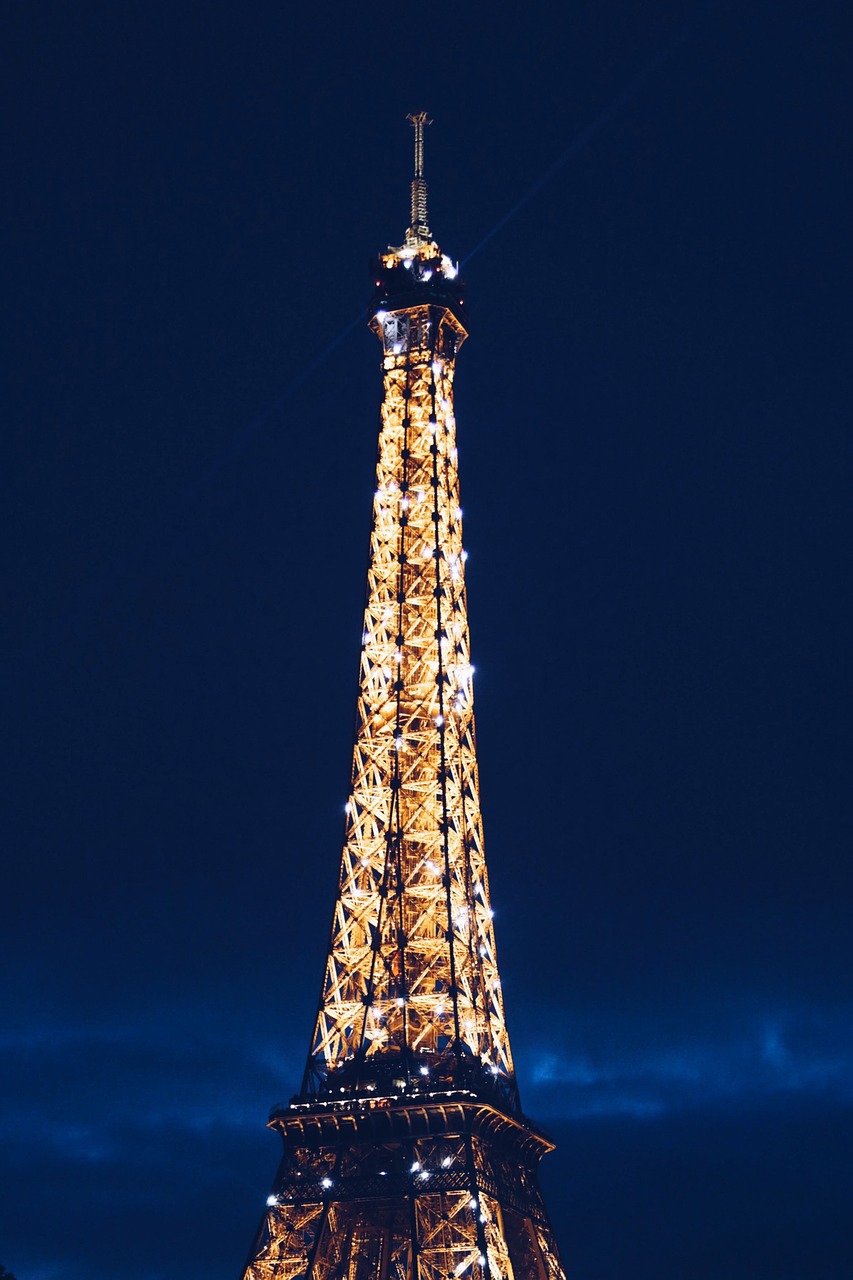 eifel tower paris night sky free photo