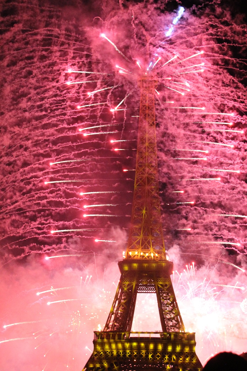 eiffel tower fireworks paris free photo