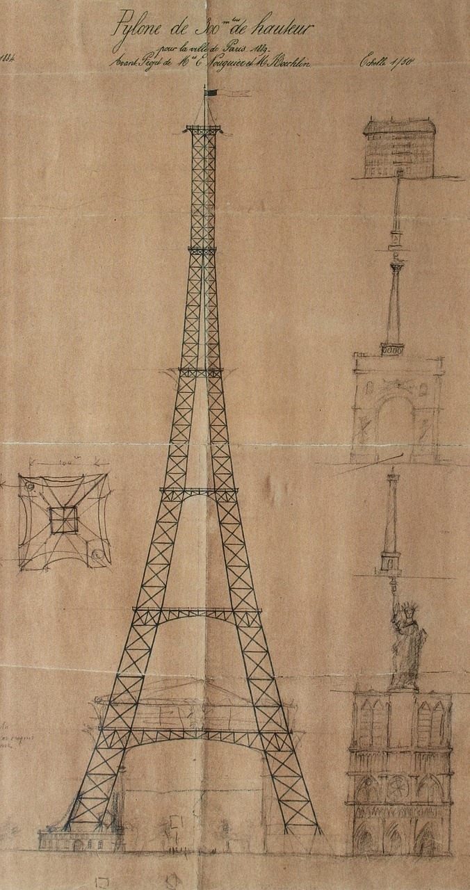 eiffel tower blueprints france free photo