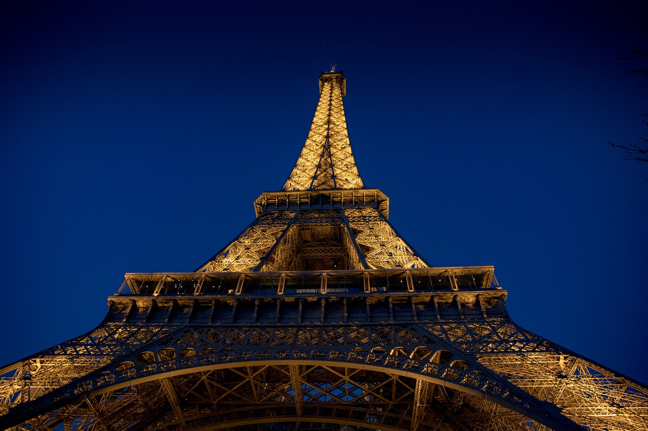 eiffel tower  paris  night free photo