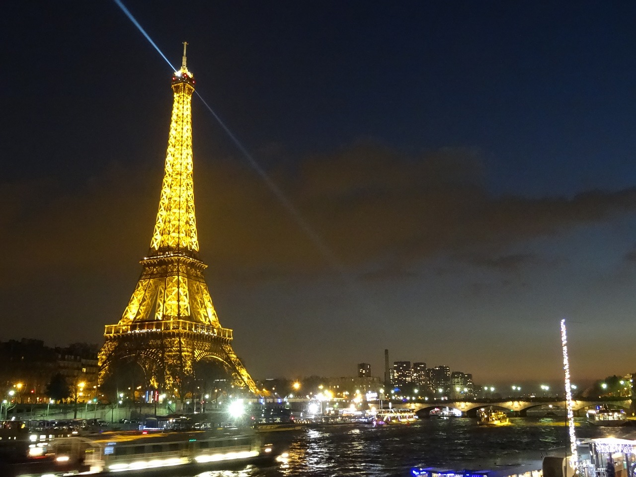 eiffel tower night illuminated free photo