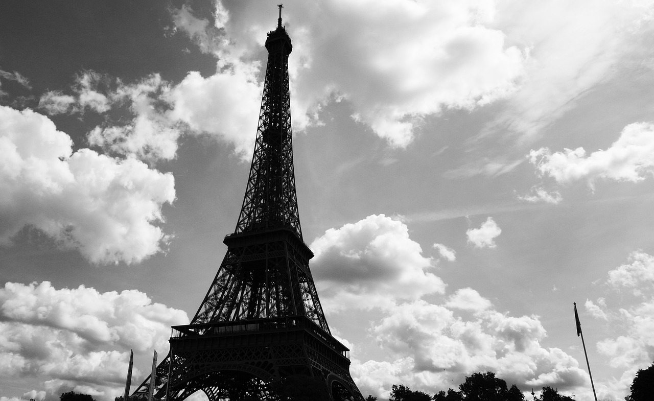 eiffel tower france black and white free photo