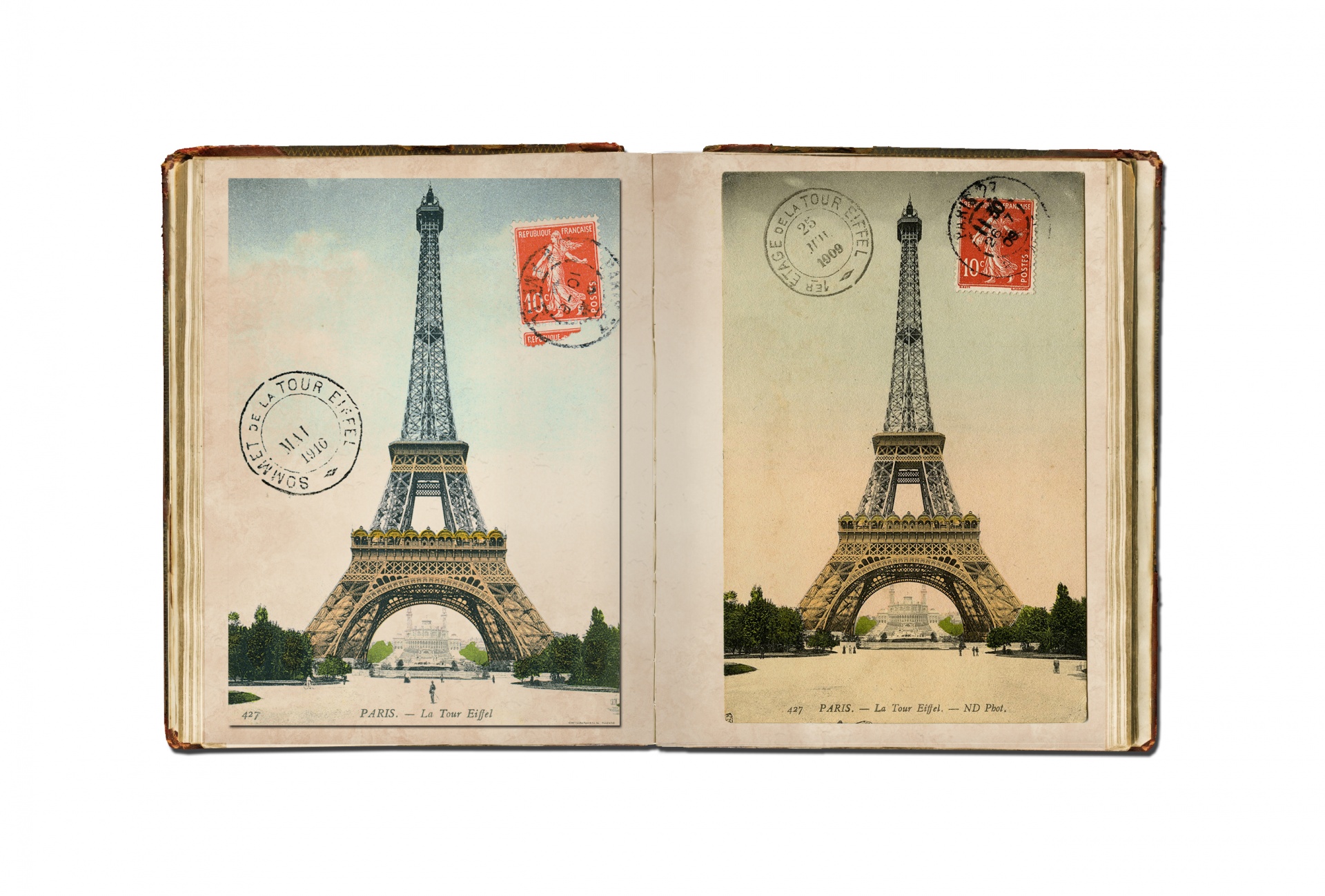 eiffel tower vintage postcard free photo