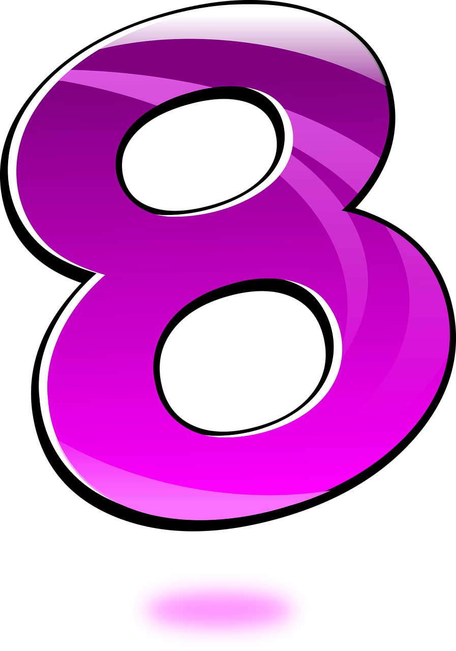 eight glossy number free photo