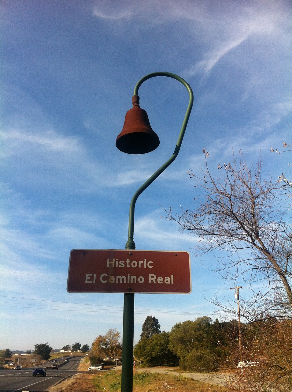 Edit free photo of El camino real,bell,roadsign,road sign,highway