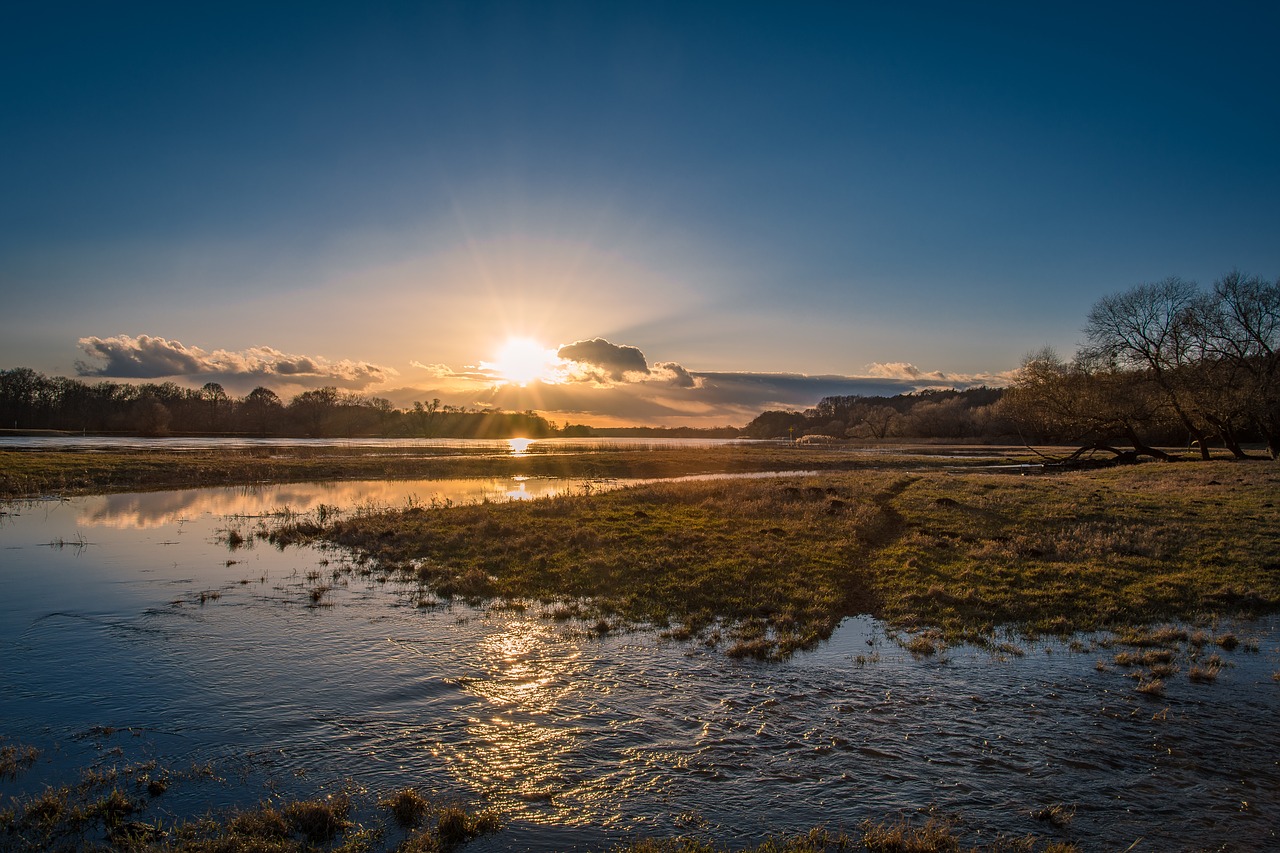 elbe high water evening free photo