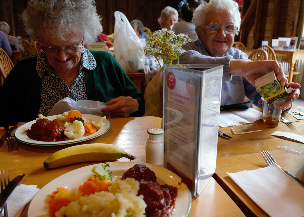 elderly roast dinner free photo