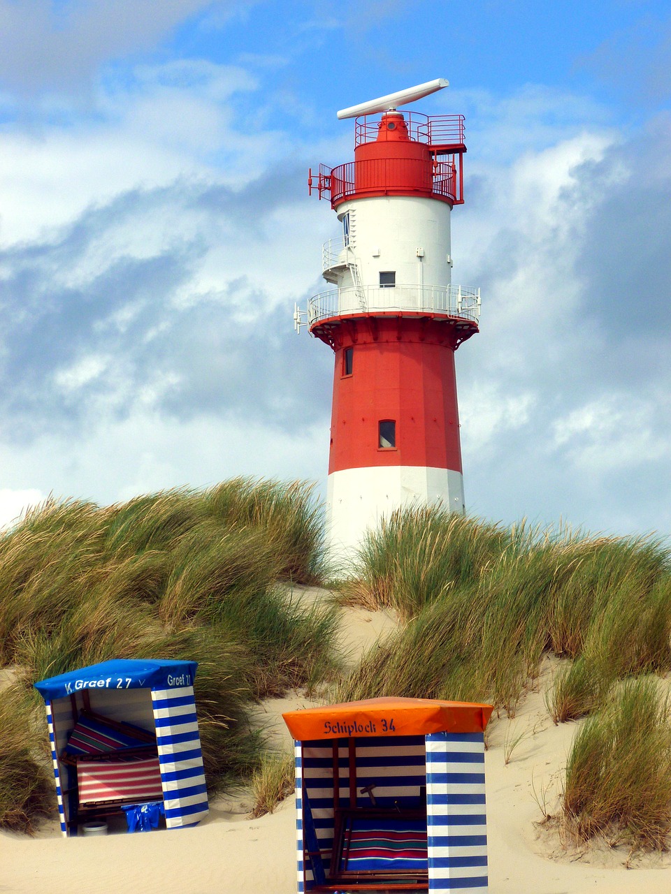 electric lighthouse red white beach tent free photo