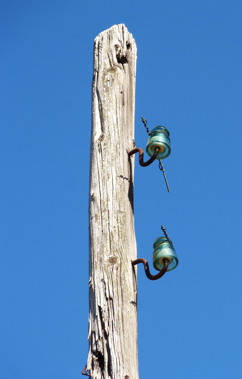 electric pole abandoned insulators free photo