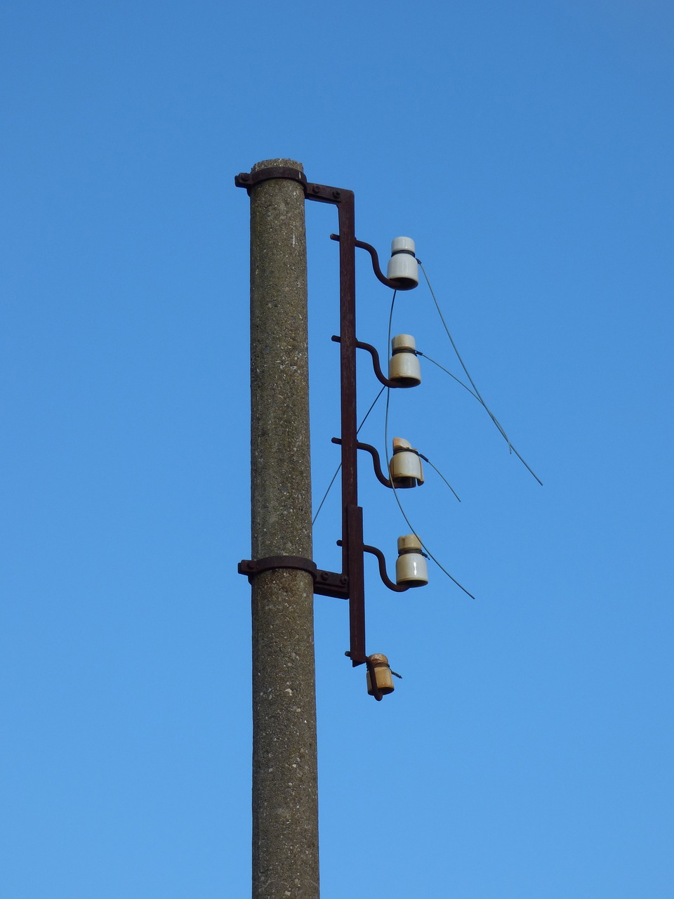 electric pole power line old free photo