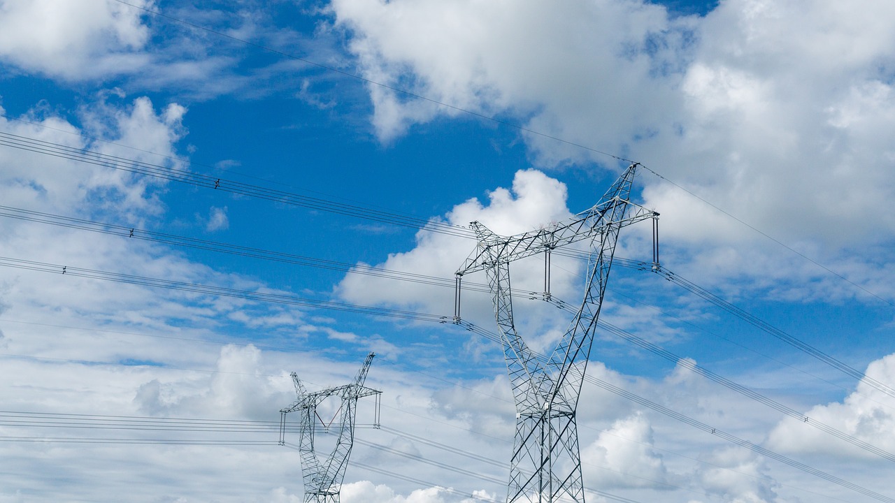 electric tower  wire  blue sky free photo