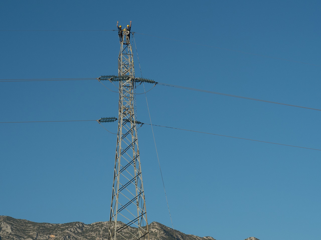 electrical tower electricity workers free photo