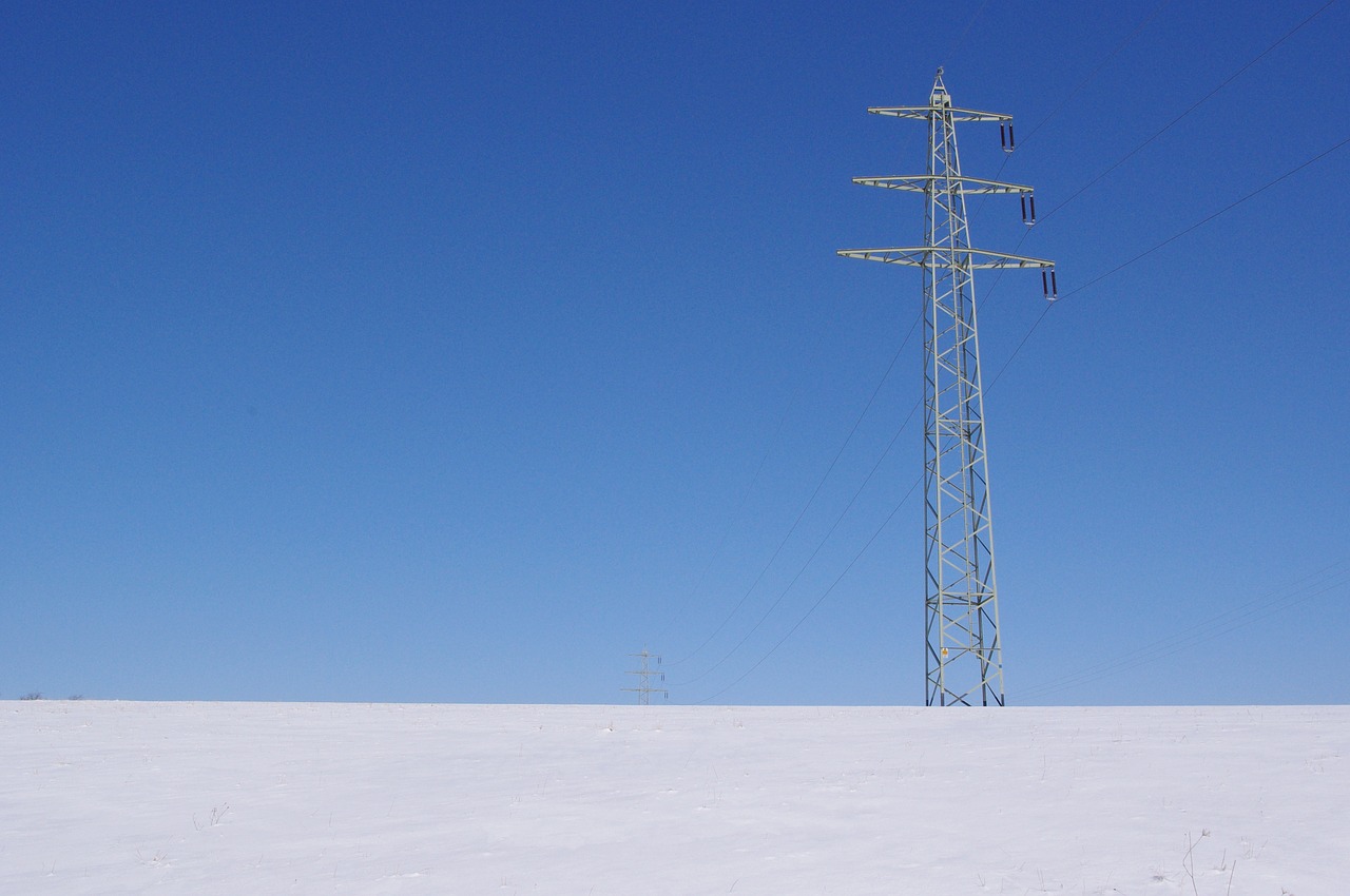 electricity pylon power supply winter free photo