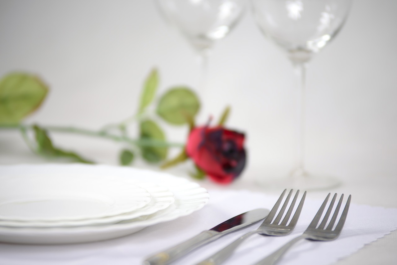 elegant tableware rose romantic free photo