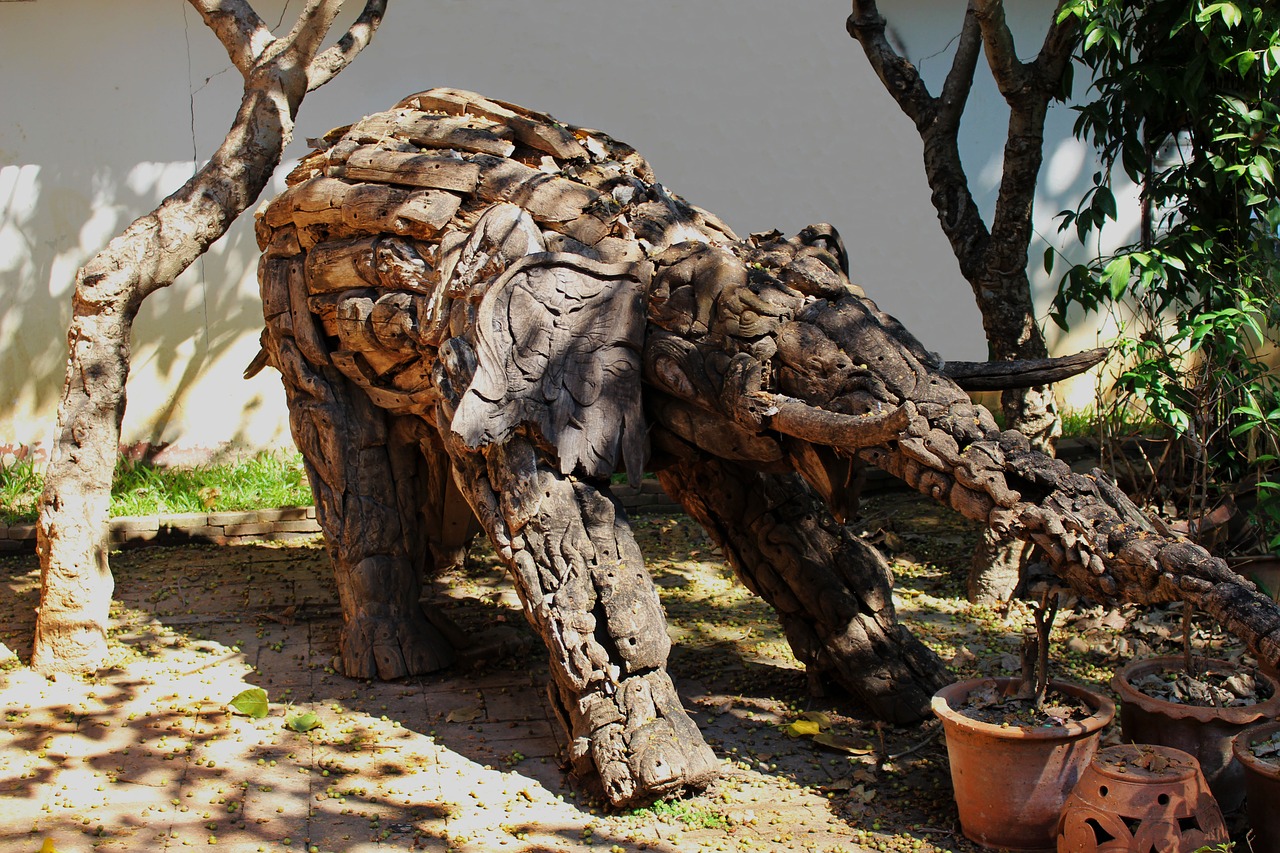 elephant art wooden free photo