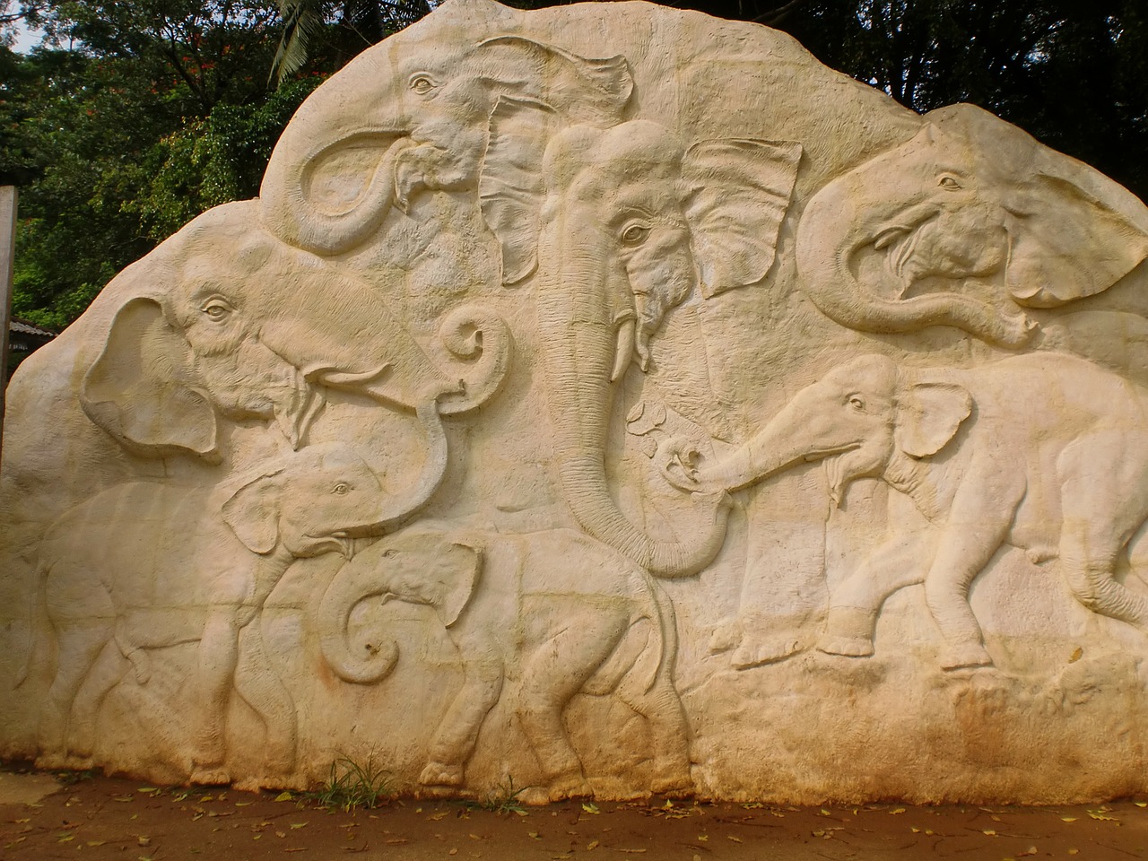 elephant carvings rock free photo