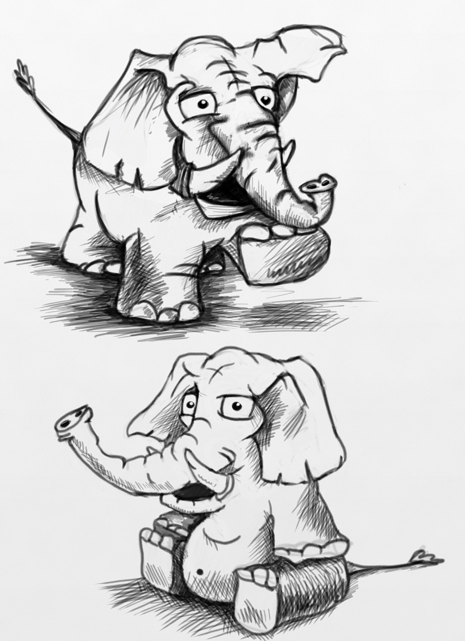 elephant  sketch  cartoon free photo