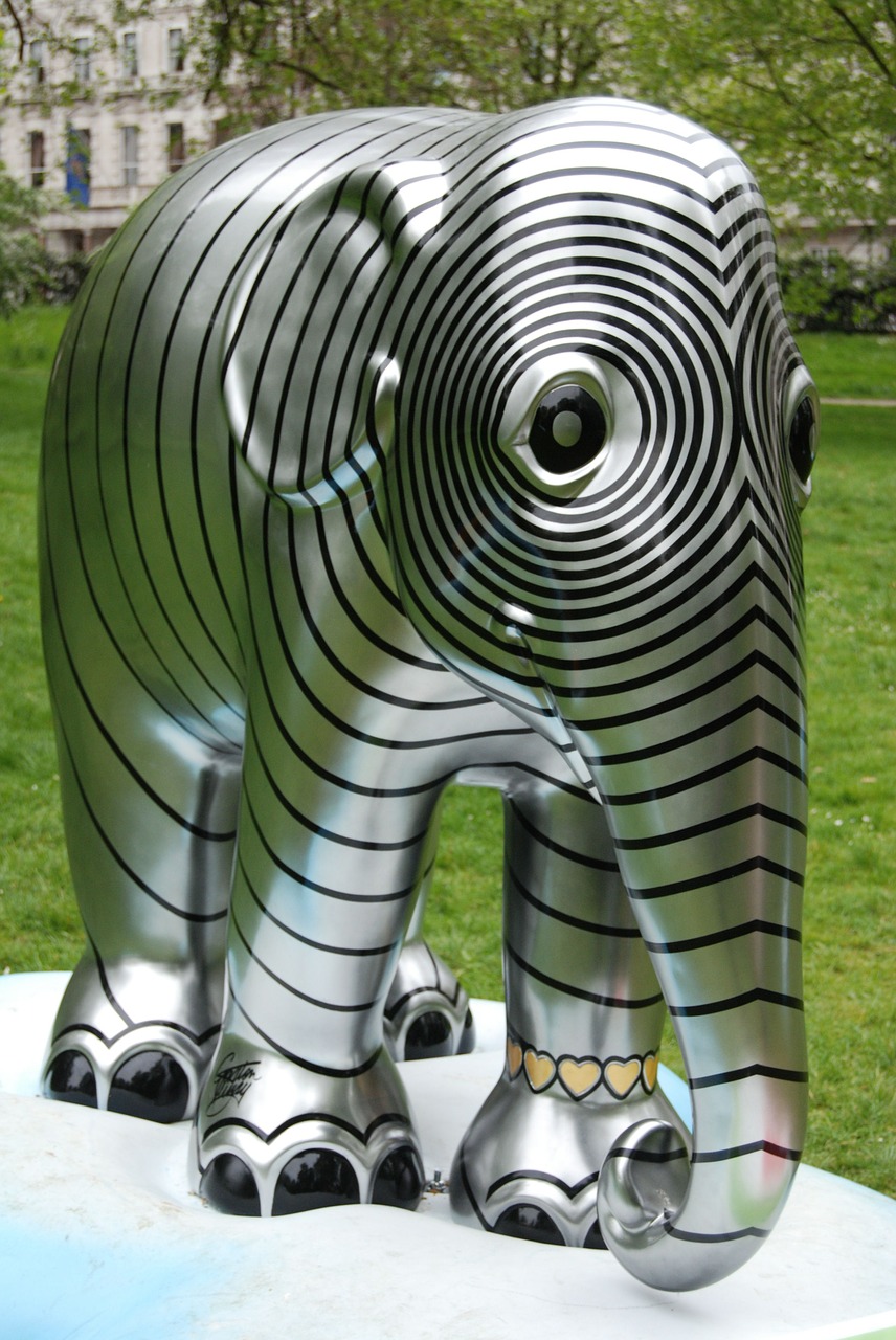 elephant striped art free photo