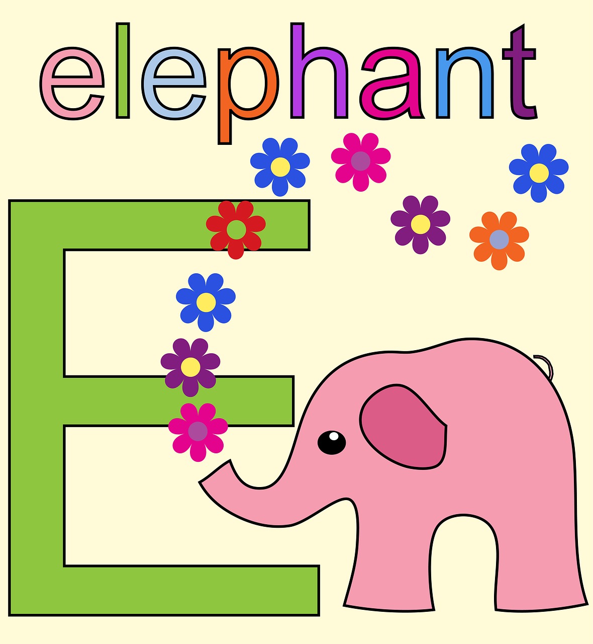 elephant pink letter e free photo